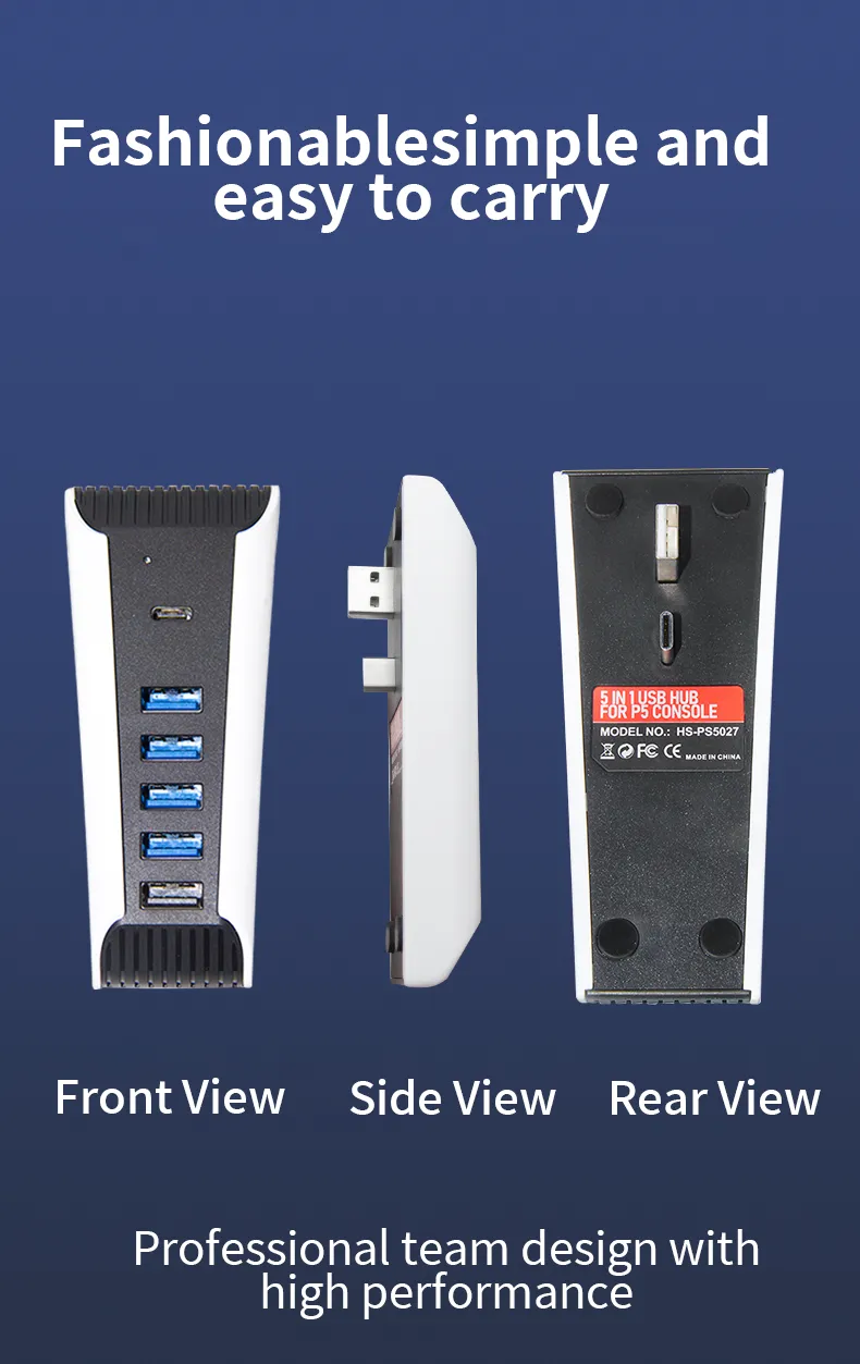 PS5 koelventilator met 3 ventilatoren Uitgebreide USB-interface voor PS5